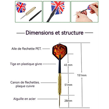 Fléchettes à pointe 18PCS 15,2x0,7x0,7cm professionnelles flechette pointe en acier fléchettes à pointe aiguille jeu de fléchettes